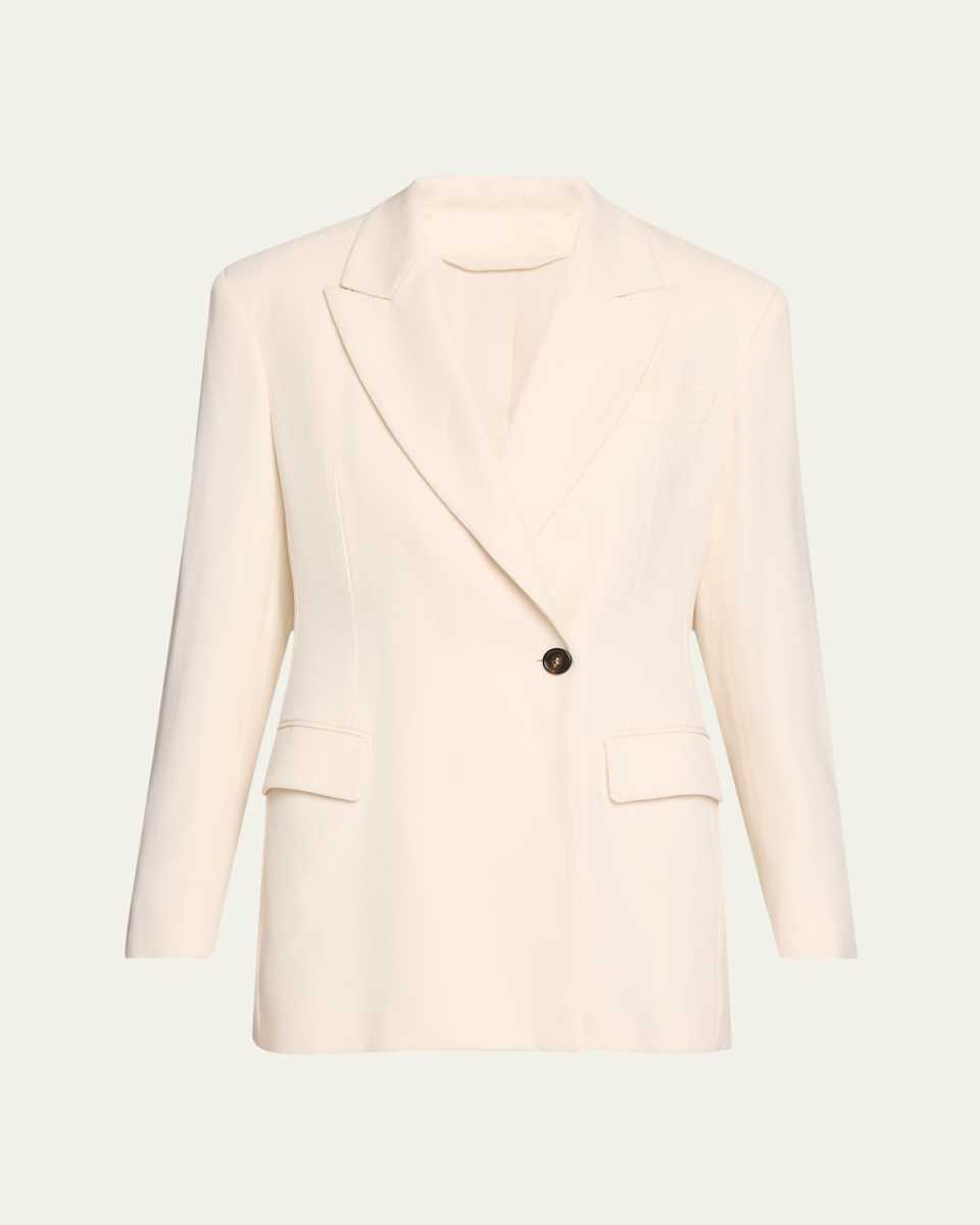 Diagonal Button-Front Viscose Blazer